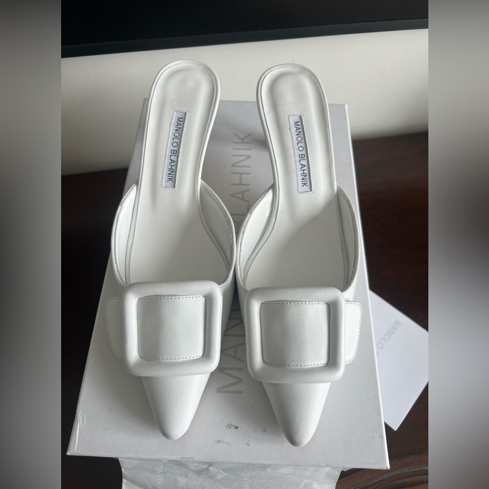 Manolo Blahnik Maysale 50 buckled leather mules